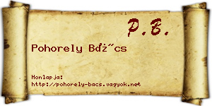 Pohorely Bács névjegykártya